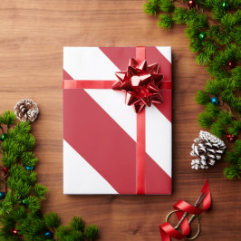 Papel De Presente Padrão de Stripe Diagonal Branco Vermelho