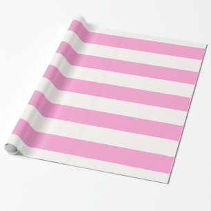 Papel De Presente Padrão de Stripe Rosa e Branco Enorme