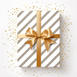 Papel De Presente Padrão de Stripes Brancas do bege castanho