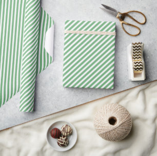 Papel De Presente Padrão de Stripes brancas verdes com Primavera ch