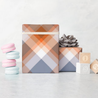 Papel De Presente Padrão de Stripes de Cinza Laranja
