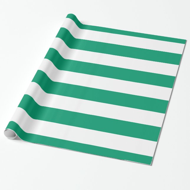 Papel De Presente Padrão de Stripes de XG Branco Verde (Desenrolado)