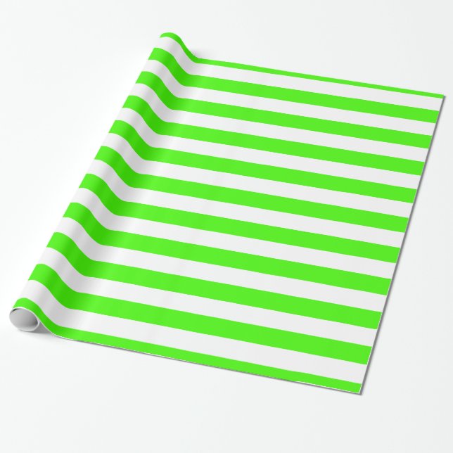Papel De Presente Padrão de Stripes verde limão e Branco XL (Desenrolado)
