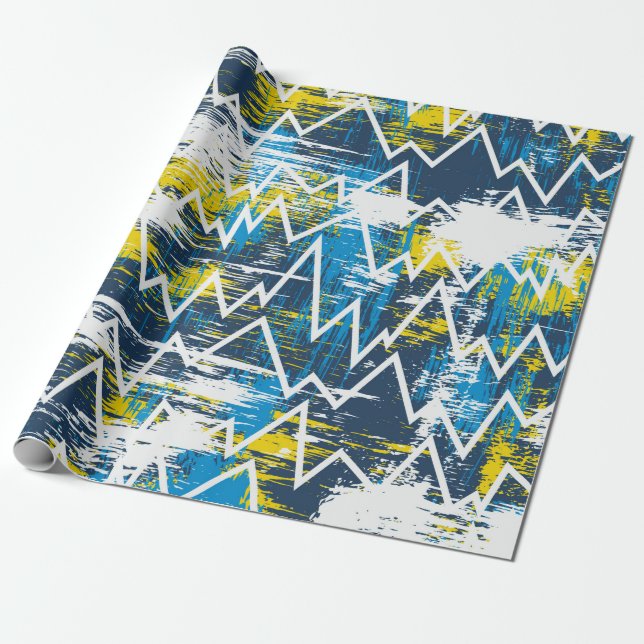 Papel De Presente Padrão de sucesso étnico. Padrão Zigzag. Senti (Desenrolado)