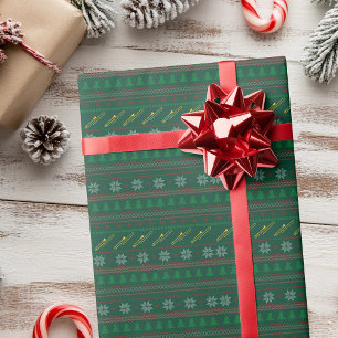 Papel De Presente Padrão de Suéter de Natal de Trombone Fofo