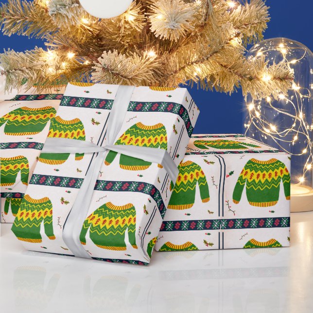 Papel De Presente Padrão de Suéter Feio Fofo Presente de Natal  (Feriados)
