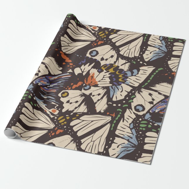 Papel De Presente Padrão de superfície das borboletas venenosas. Col (Desenrolado)