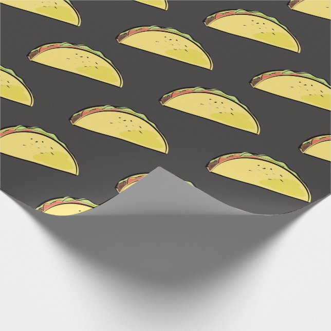 Papel De Presente Padrão de Taco Preto (Ponta)