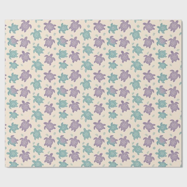 Papel De Presente Padrão de Tartaruga Mandala Pastel (Aberto)