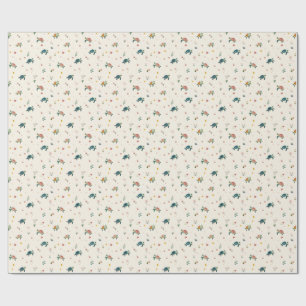 Papel De Presente Padrão de Tartaruga Marinha em Aquarela Floral Cos