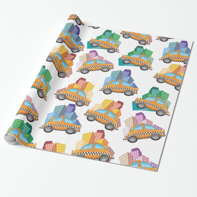Papel De Presente padrão de táxi de Nova York (Desenrolado)