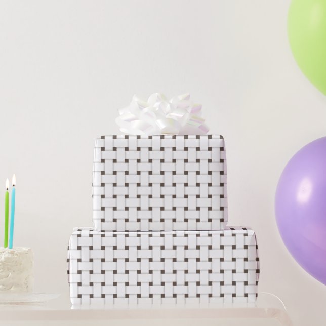 Papel De Presente Padrão de tecelagem em castanho, personalizável (Presentes para festas)