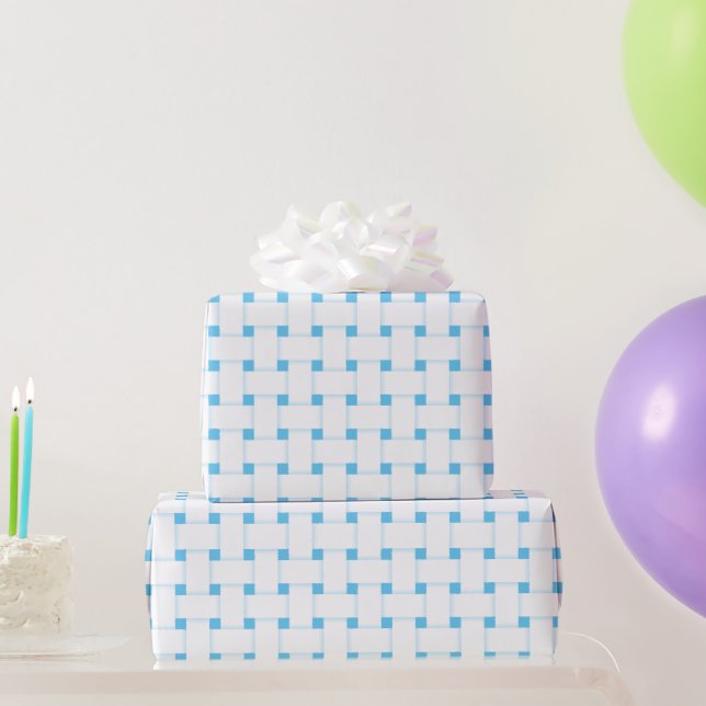 Papel De Presente Padrão de tecelagem no Azul do céu, personalizável (Presentes para festas)