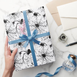 Papel De Presente Padrão de Teia de Aranha de Halloween