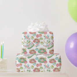 Papel De Presente Padrão de tempo do chá