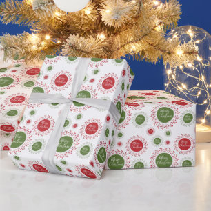 Papel De Presente Padrão de Terra do Natal Vermelho e Verde