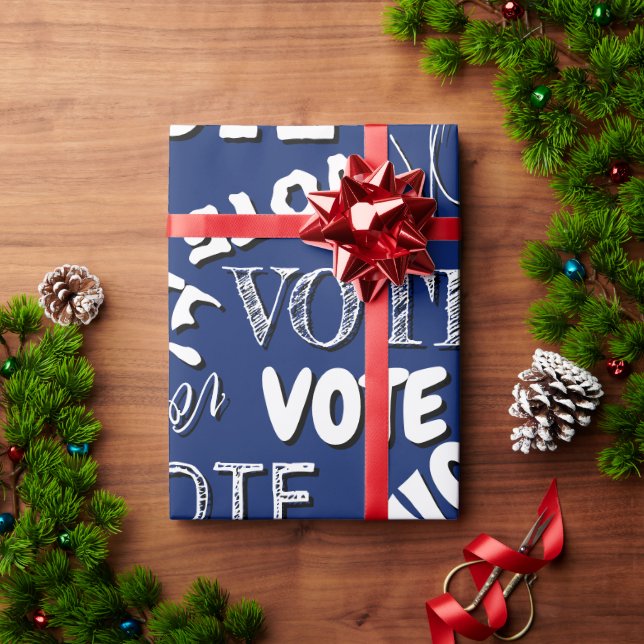 Papel De Presente Padrão de texto de voto fonte de eleição branco (Presente de Natal)