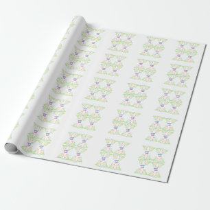 Papel De Presente Padrão de Texto Estético Super Pai Embrulho de Pre