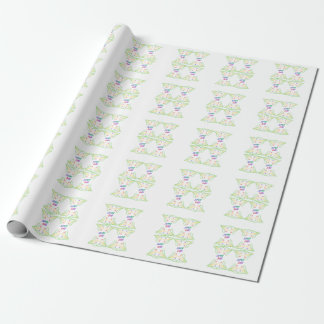 Papel De Presente Padrão de Texto Estético Super Pai Embrulho de Pre