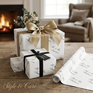 Papel De Presente Padrão de texto personalizado elegante e único em