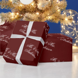 Papel De Presente Padrão de texto personalizado elegante em Marrom