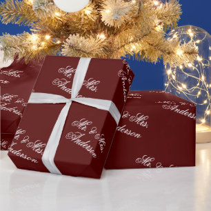 Papel De Presente Padrão de texto personalizado elegante em Marrom