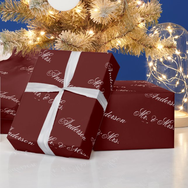 Papel De Presente Padrão de texto personalizado elegante em Marrom (Feriados)