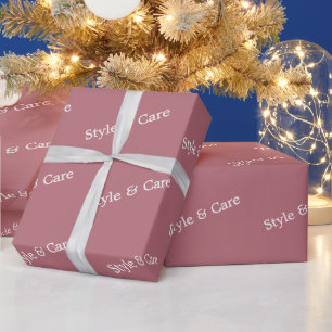 Papel De Presente Padrão de Texto Personalizado Moderno em Rosa Dour