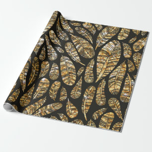 Papel De Presente Padrão de textura sem costura de uma pena de ouro