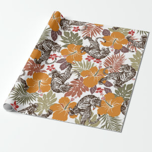 Papel De Presente Padrão de tigre hibiscus