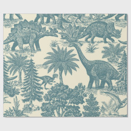 Papel De Presente Padrão de Toalete de Dinossauro Vintage