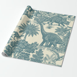 Papel De Presente Padrão de Toalete de Dinossauro Vintage