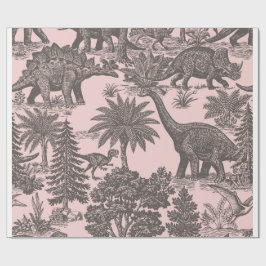 Papel De Presente Padrão de Toalete de Dinossauro Vintage