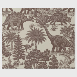Papel De Presente Padrão de Toalete de Dinossauro Vintage
