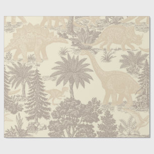 Papel De Presente Padrão de Toalete de Dinossauro Vintage