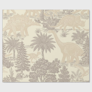 Papel De Presente Padrão de Toalete de Dinossauro Vintage