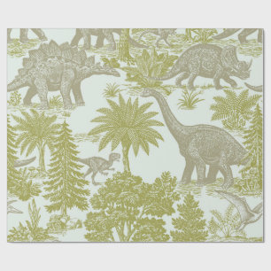 Papel De Presente Padrão de Toalete de Dinossauro Vintage