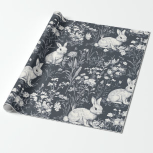 Papel De Presente Padrão de Toalete de Primavera de Coelho Vintage P