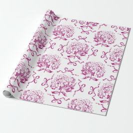 Papel De Presente Padrão de Toile de Hydrangea de Arco Pink Elegante