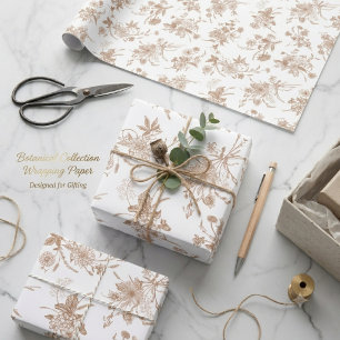 Papel De Presente Padrão de Toile Floral de Outono
