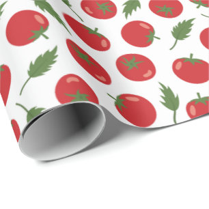Papel De Presente Padrão De Tomate Vermelho Desenhado À Mão
