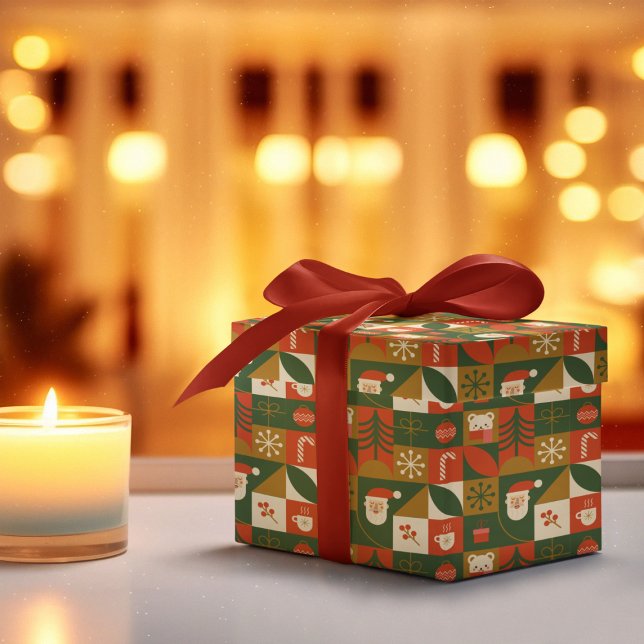 Papel De Presente Padrão de transmissão de Papais noeis sem costura  (Criador carregado)