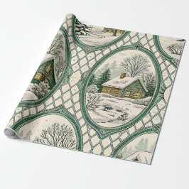 Papel De Presente Padrão de Treliça em Moldura de Campo de Toile Ver