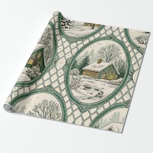 Papel De Presente Padrão de Treliça em Moldura de Campo de Toile Ver