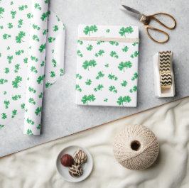 Papel De Presente Padrão de Trevo Irlandês Verde Gradiente