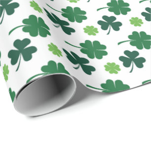 Papel De Presente Padrão de trevo xadrez fofo Dia de São Patrício