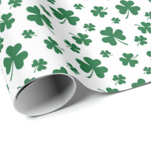 Papel De Presente Padrão de trevo xadrez fofo Dia de São Patrício