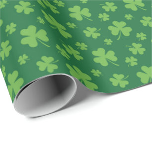 Papel De Presente Padrão de trevo xadrez fofo Dia de São Patrício