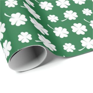 Papel De Presente Padrão de trevo xadrez fofo Dia de São Patrício