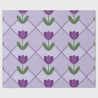 Papel De Presente Padrão de Tulipa Roxa – Floral Geométrico Sem Cost